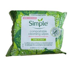 Simple Kind To Skin Compostable Cleansing Wipes 25 Ct